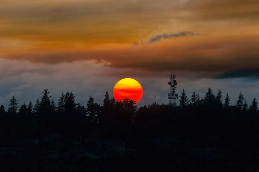 Smokey Sunset over Mount Scott in Happy Valley Oregon