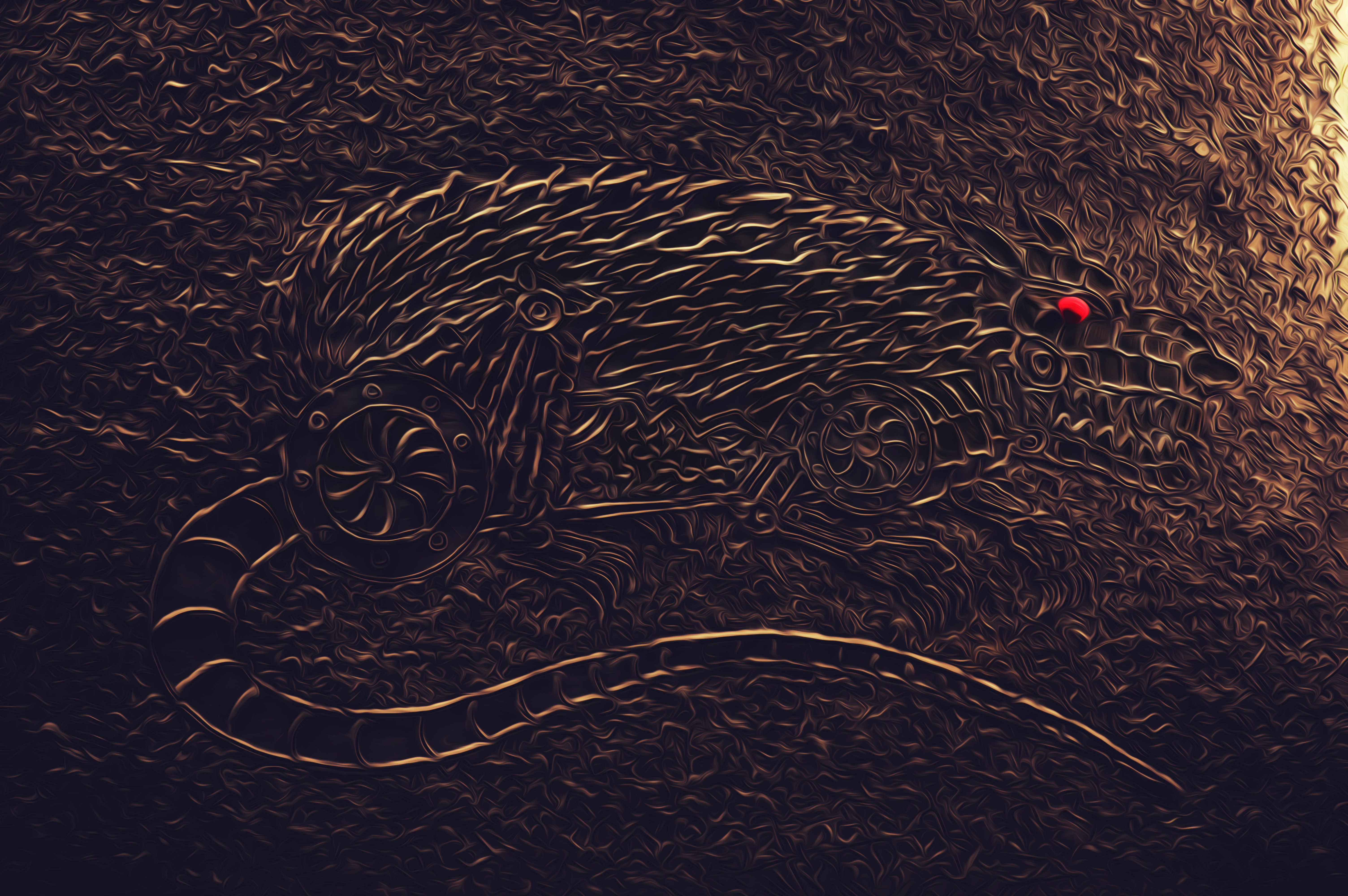 2020 golden metal rat painted texture on plasticine