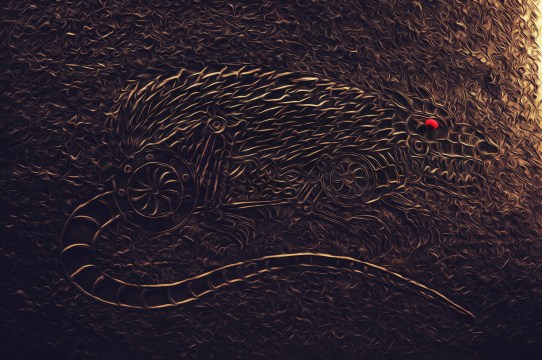 2020 golden metal rat painted texture on plasticine